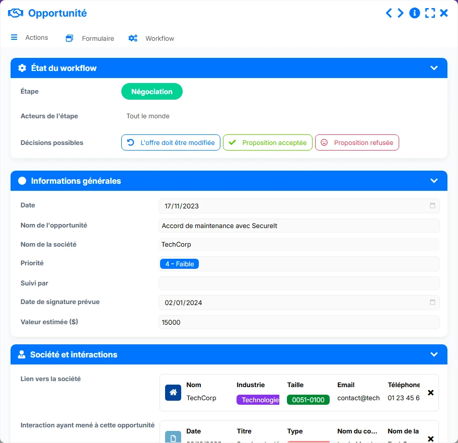 CRM de prospection - formulaire 3
