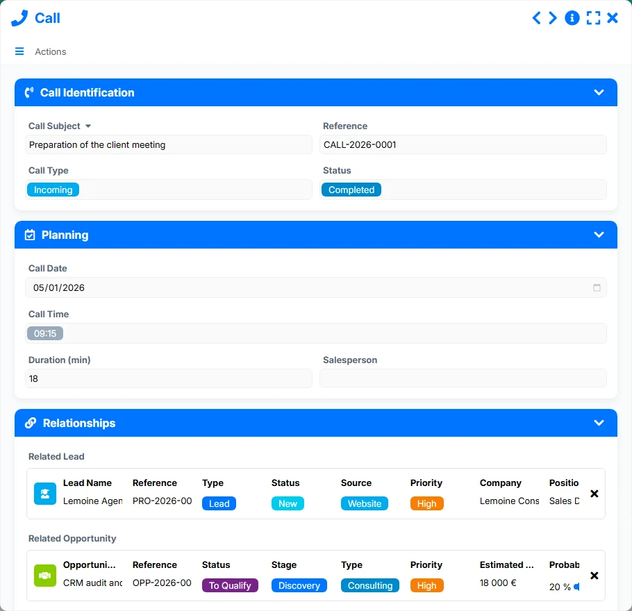 Prospect Tracking - form preview