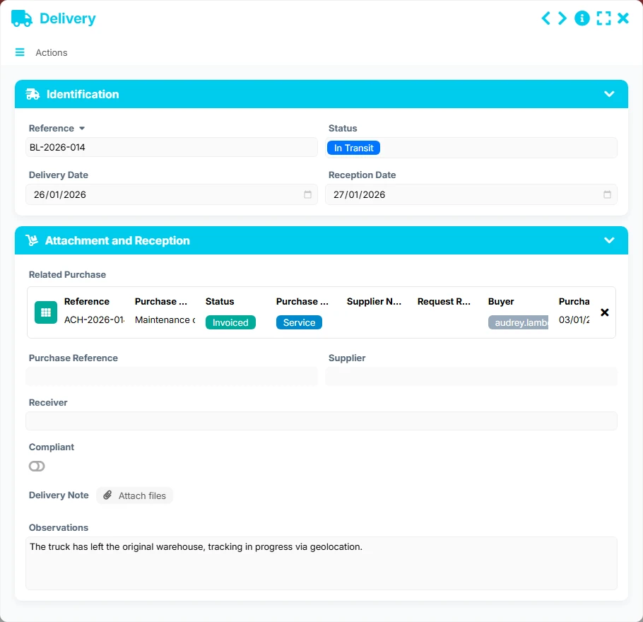 Purchase Tracking - form preview