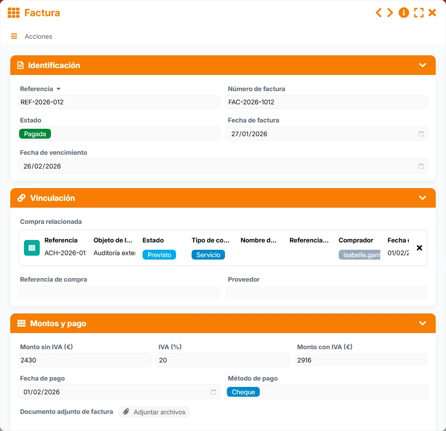 Seguimiento de compras - formulario 4
