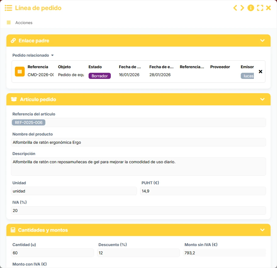 Seguimiento de compras - formulario 5