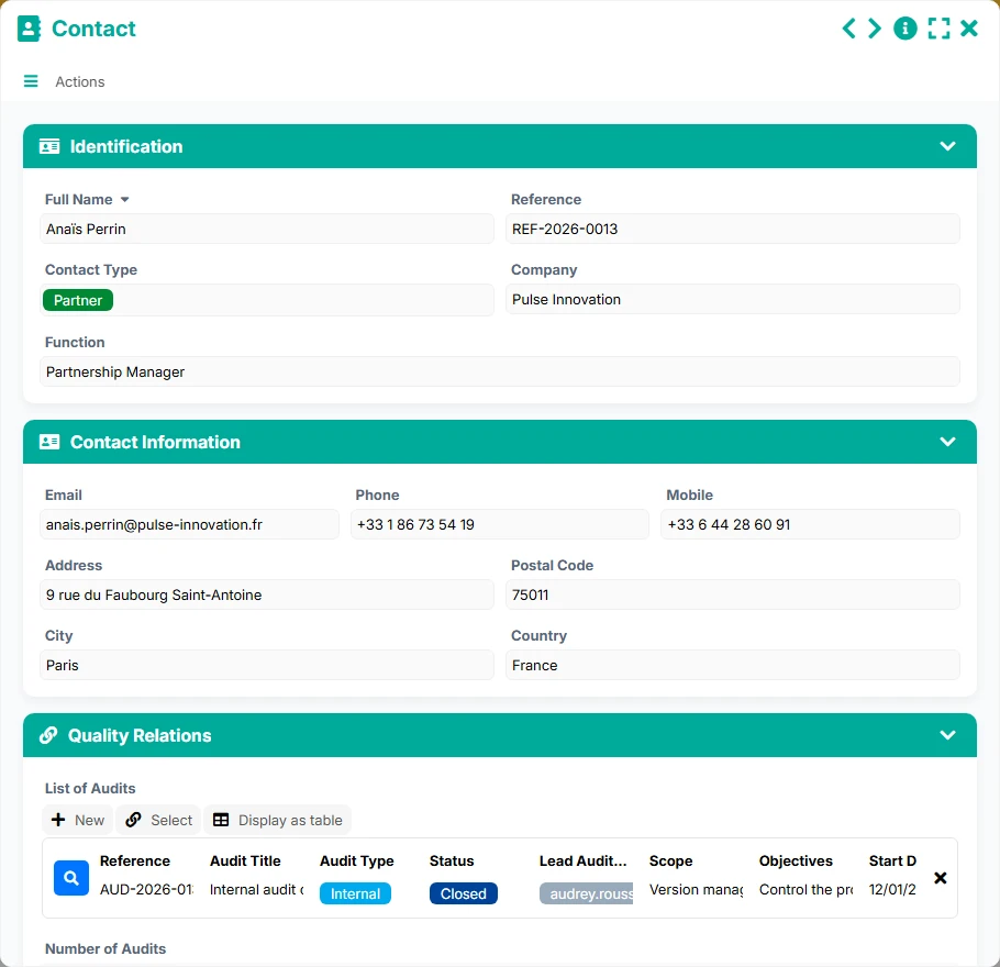 Quality monitoring - form 3
