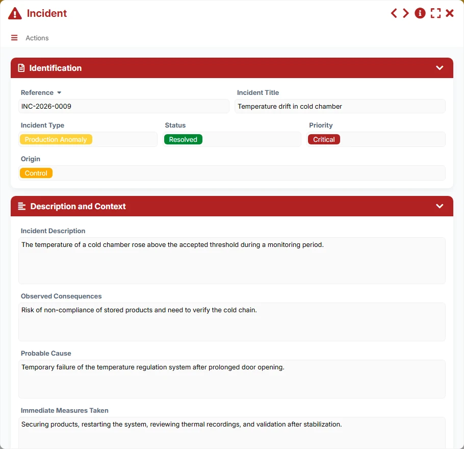 Quality monitoring - form 6