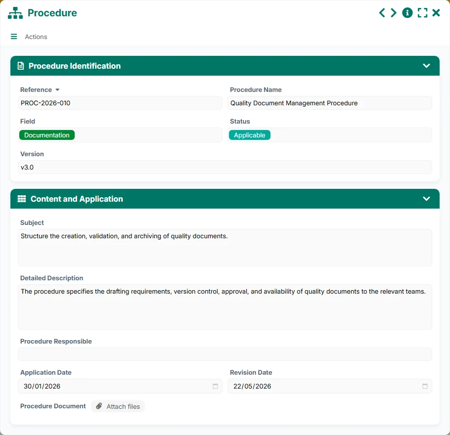 Quality monitoring - form 7