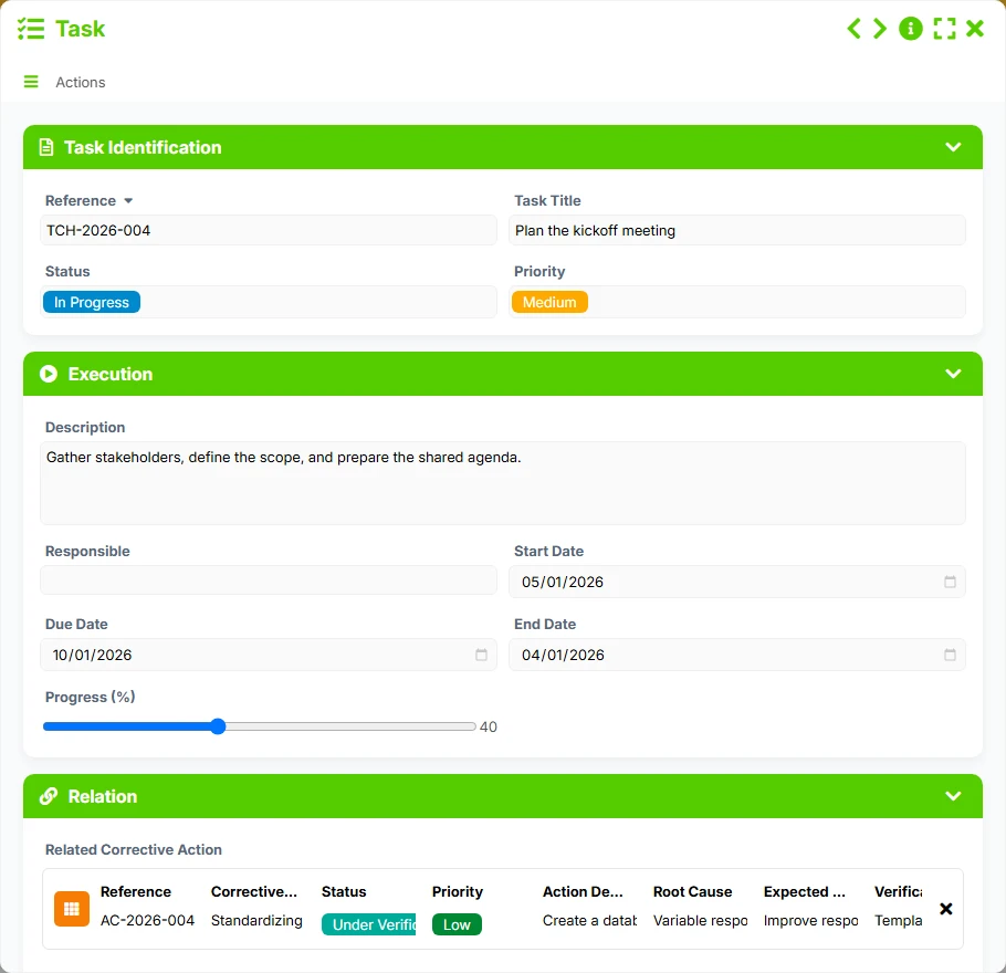 Quality monitoring - form 8