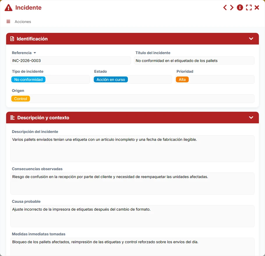 Seguimiento de la calidad - formulario 5