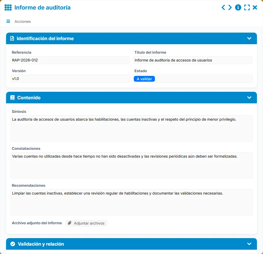 Seguimiento de la calidad - formulario 6