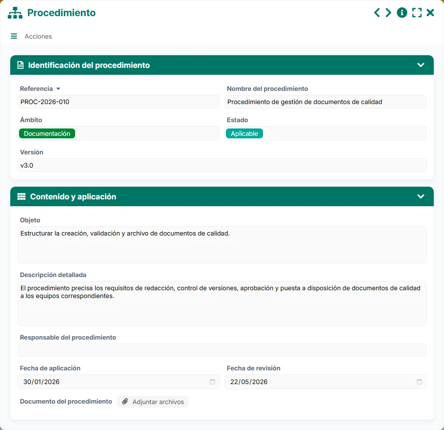 Seguimiento de la calidad - formulario 7