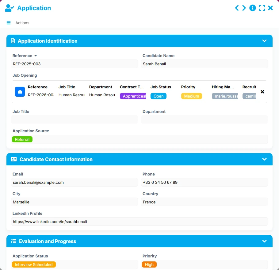 Recruitment tracking - form preview