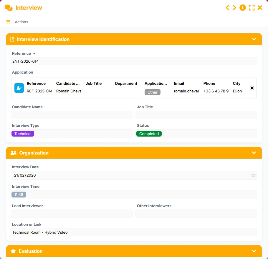 Recruitment tracking - form preview