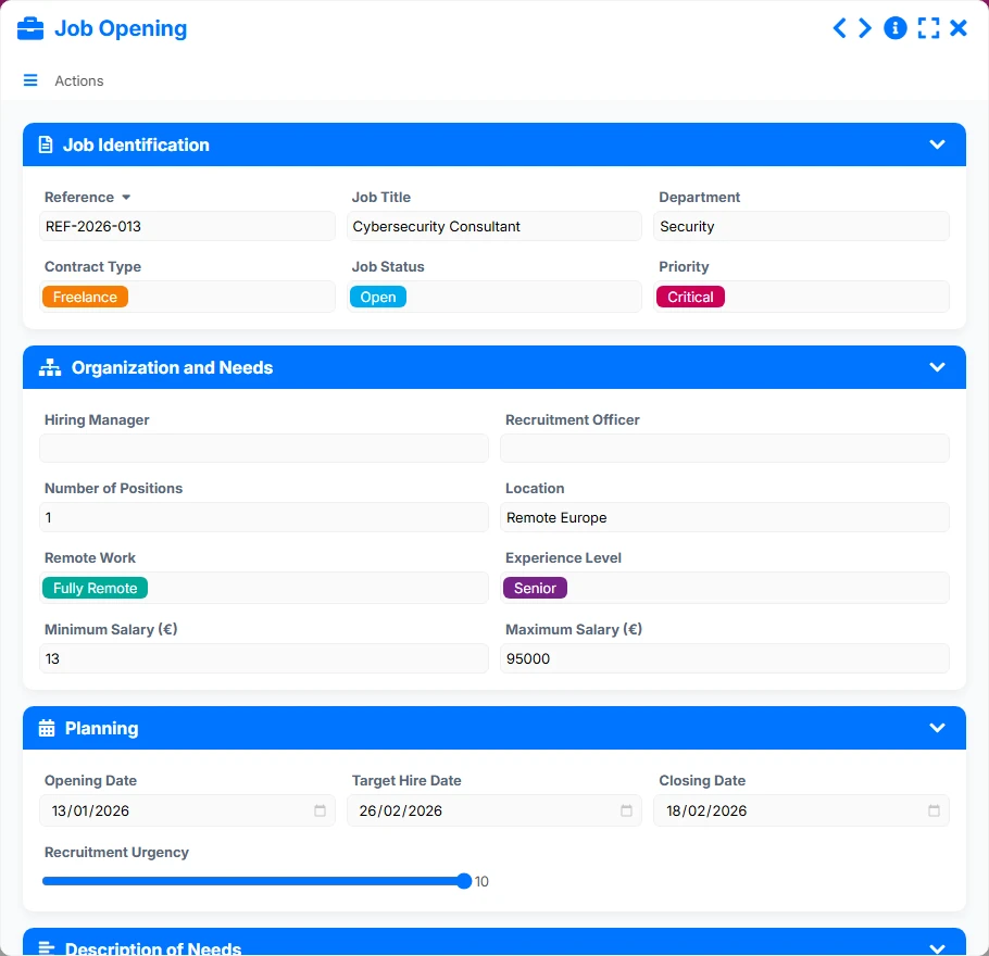 Recruitment tracking - form 3