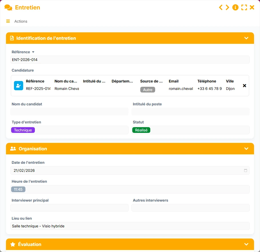 Suivi du recrutement - formulaire 3