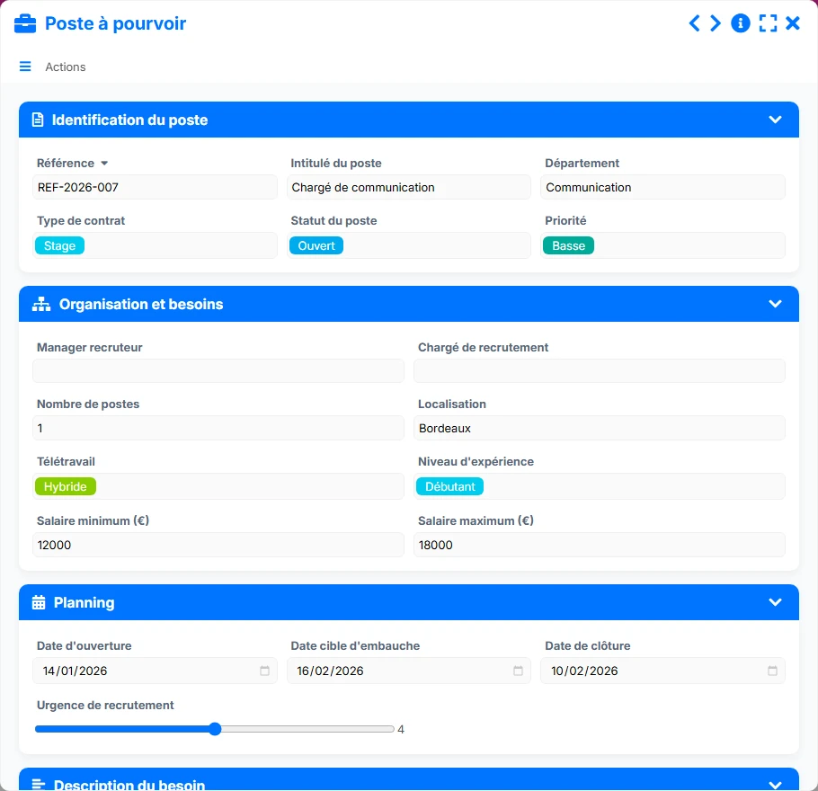 Suivi du recrutement - formulaire 4