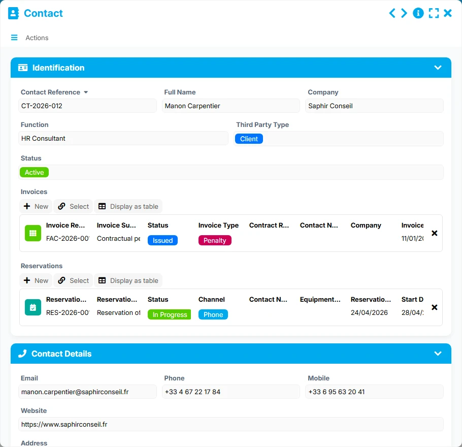 Rental Tracking - form preview