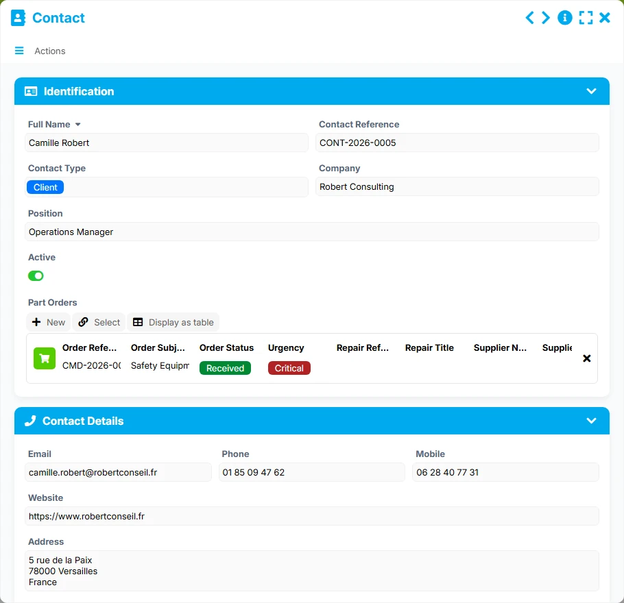 Repair Tracking - form preview