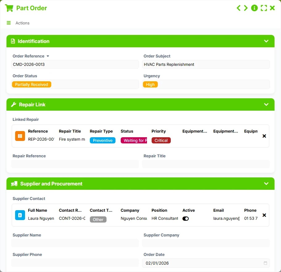 Repair Tracking - form 3