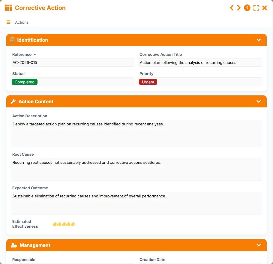 Risk tracking - form preview