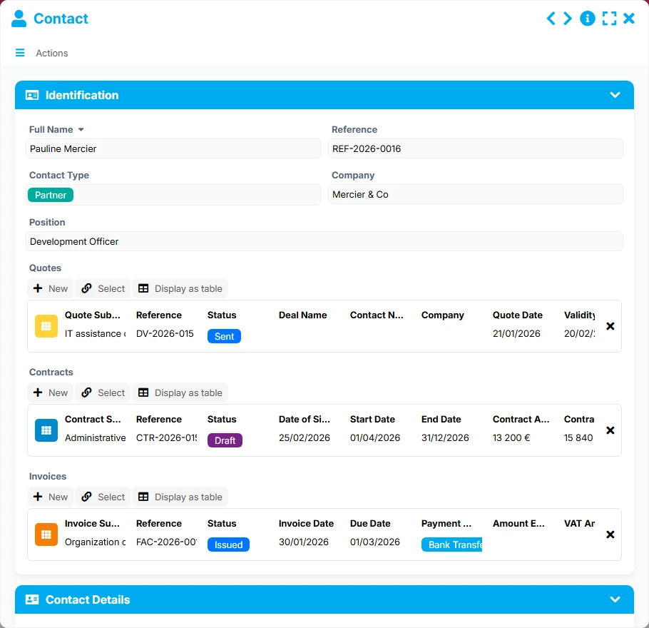 Sales Tracking - form preview