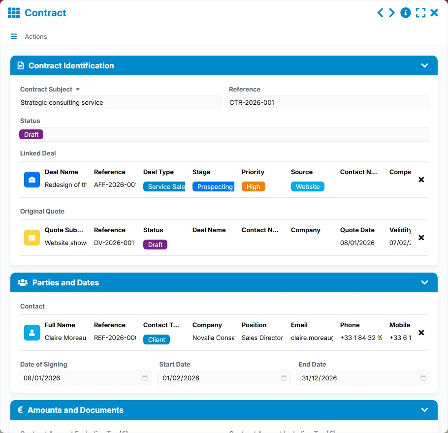 Sales Tracking - form preview