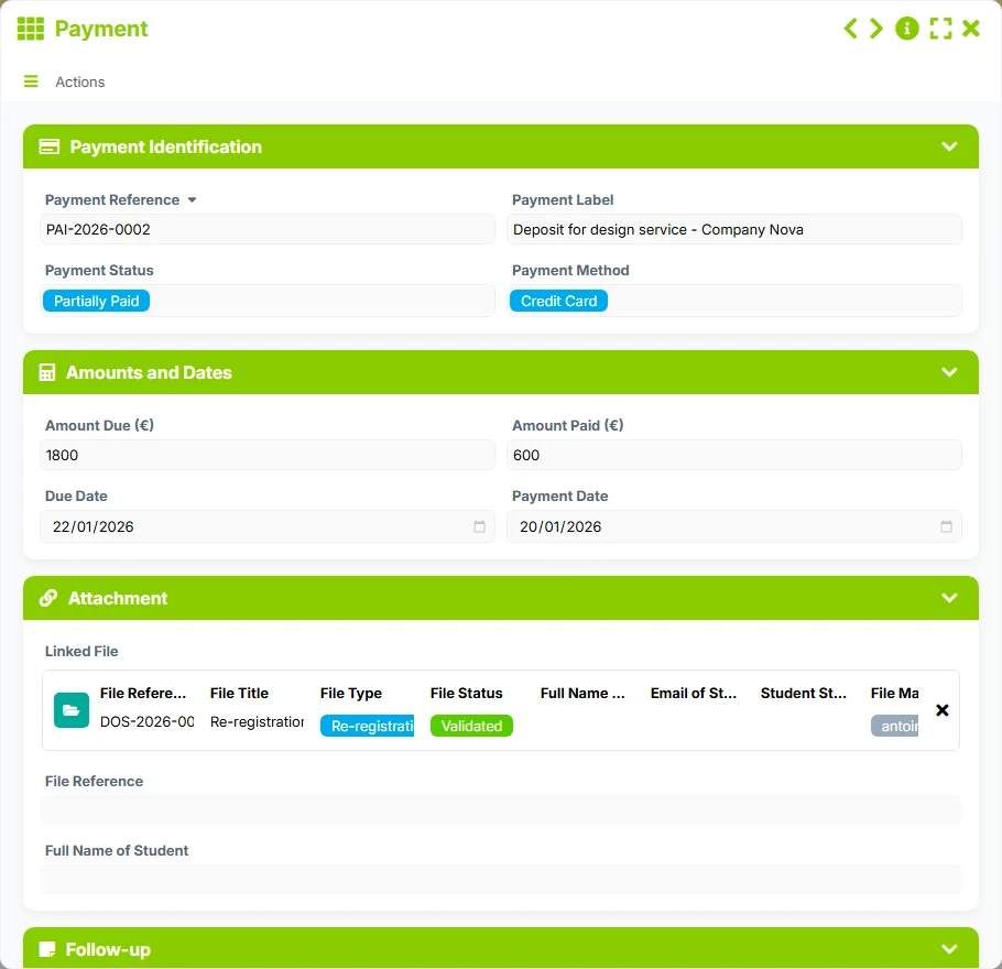 Student Tracking - form preview