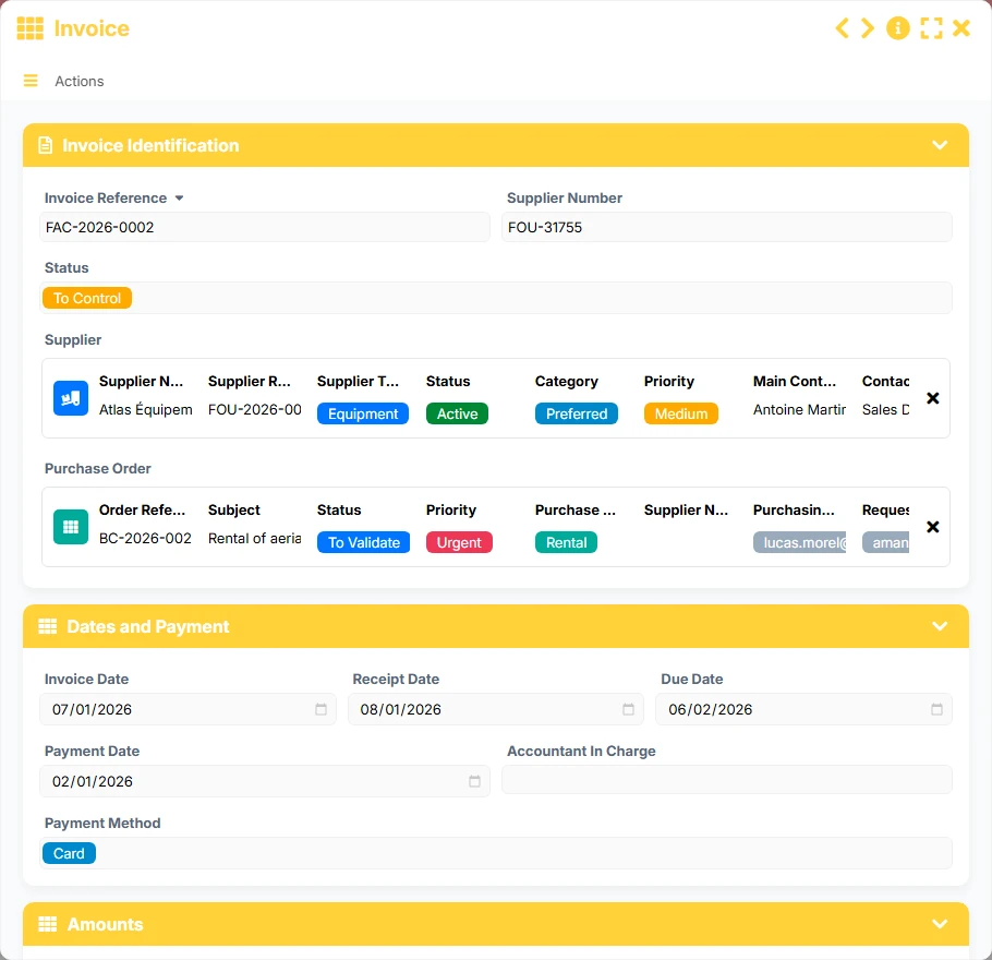 Supplier tracking - form preview