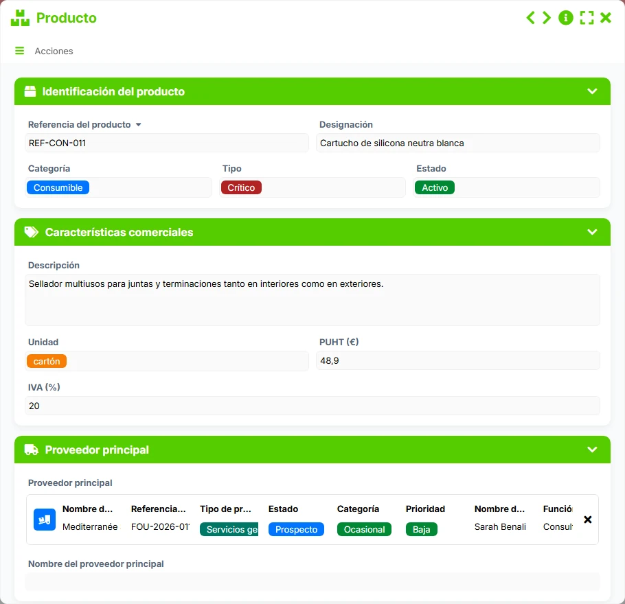 Seguimiento de proveedores - formulario 6