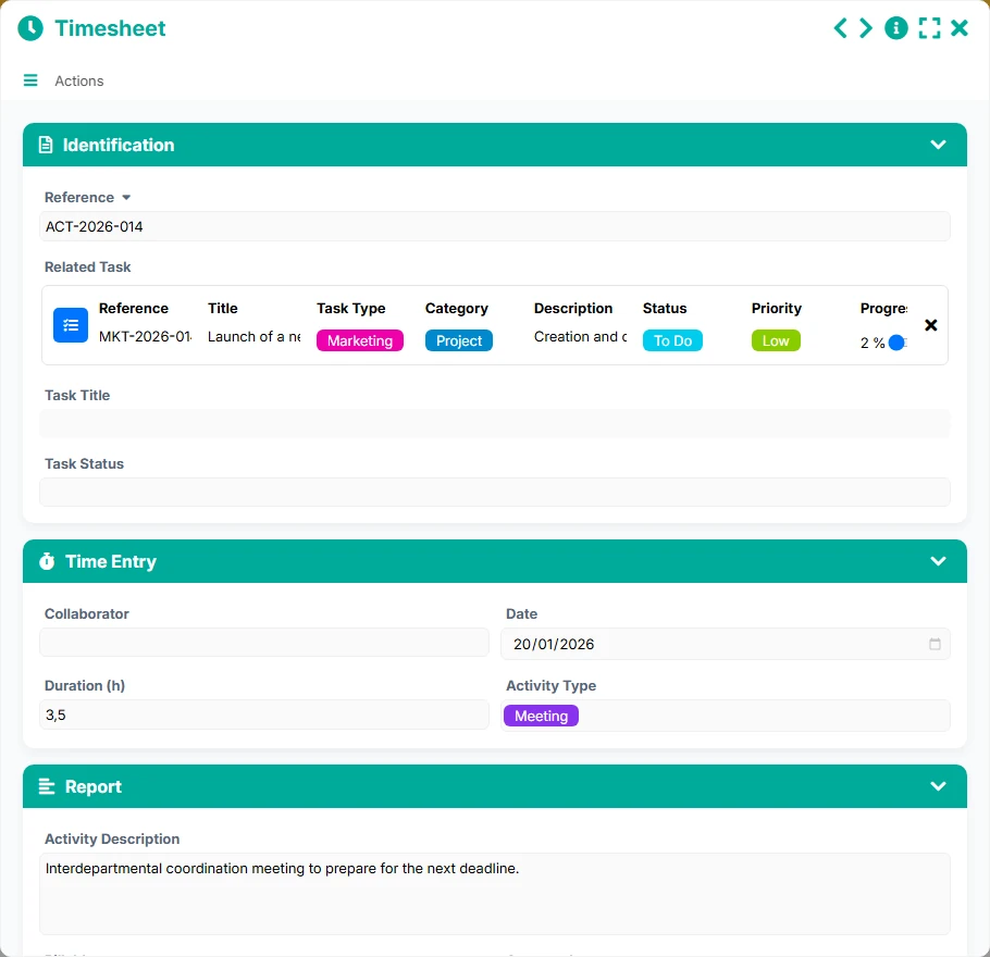 Task Tracking - form 3