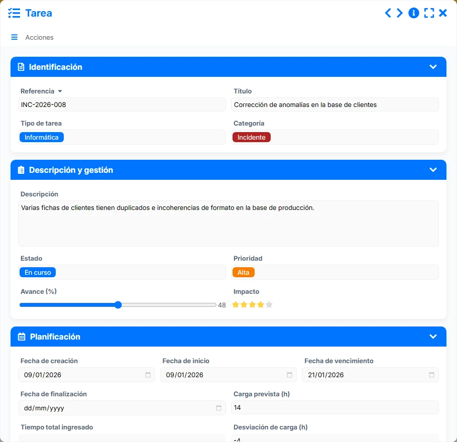 Seguimiento de tareas - formulario 3