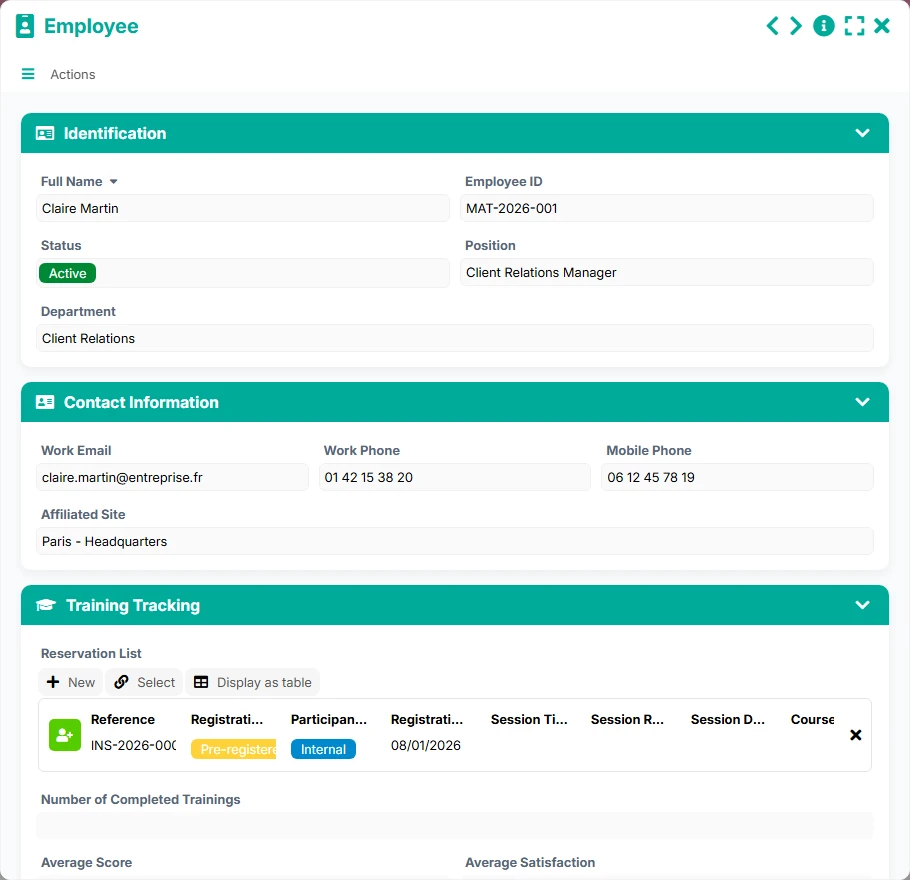 Training Tracking - form 2