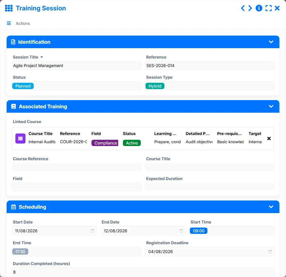 Training Tracking - form 4