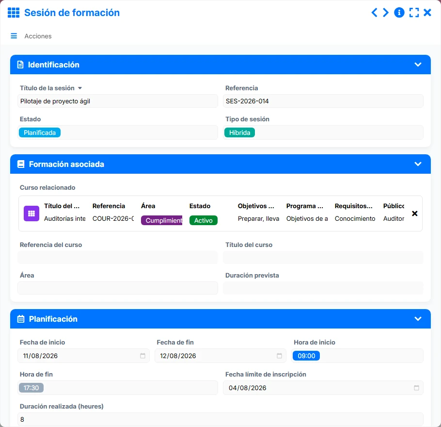 Seguimiento de formaciones - formulario 4