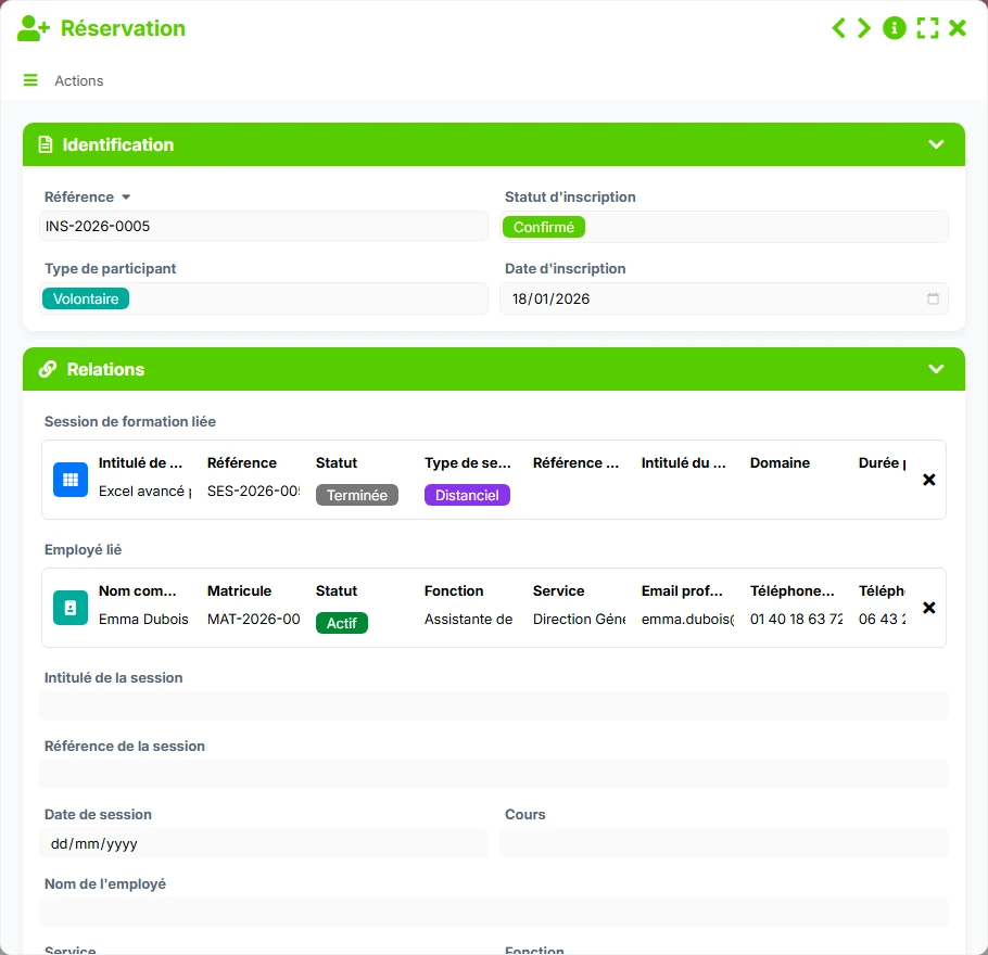 Suivi des formations - formulaire 3