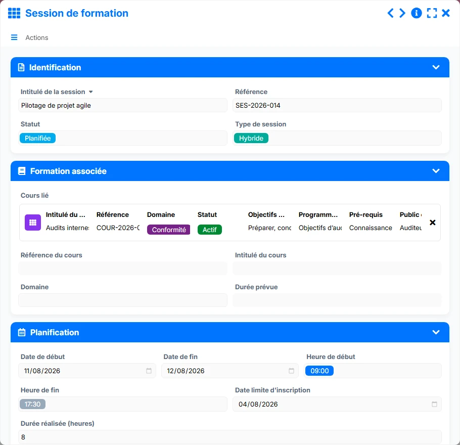 Suivi des formations - formulaire 4