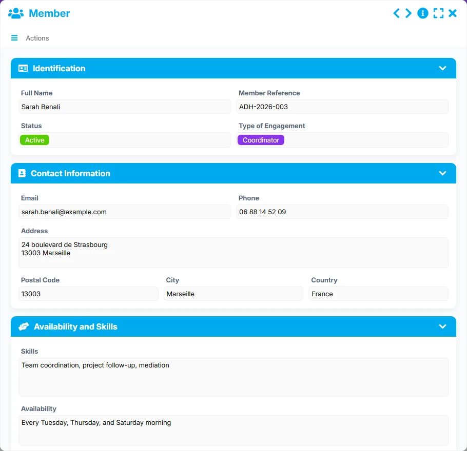 Volunteer Tracking - form preview